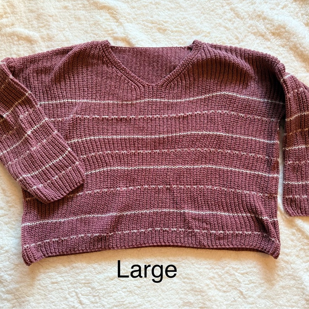Women's Burgundy Striped Sweater
